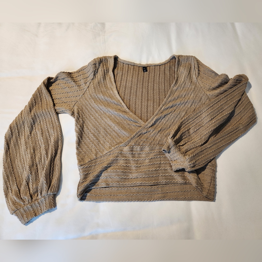 Zaful V-Neck Sweater in Taupe